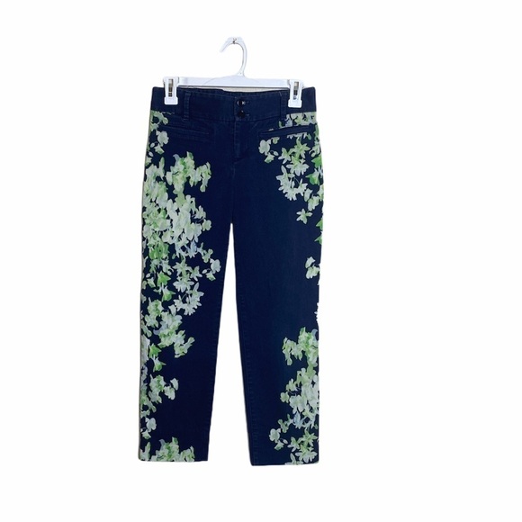 Anthro cartonnier floral high rise capri pants - Picture 2 of 8